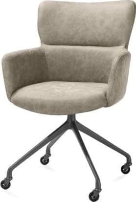 Xooon Sage armstoel + wielen - alu frame in graphiet - stof Oregon - beige Beige Armstoel