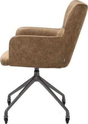Xooon Sage armstoel + wielen - alu frame in graphiet - stof Oregon - desert Bruin|Cognac Armstoel