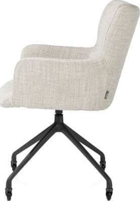 Xooon Sage armstoel + wielen - alu frame in rough off black - stof Luton - creme Beige|Wit Armstoel
