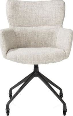Xooon Sage armstoel + wielen - alu frame in rough off black - stof Luton - creme Beige|Wit Armstoel