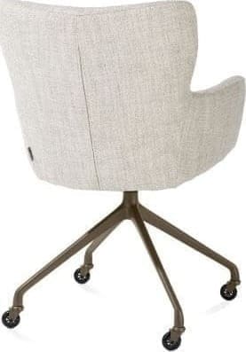 Xooon Sage armstoel + wielen - alu frame in steelbrown - stof Luton - creme Beige|Wit Armstoel