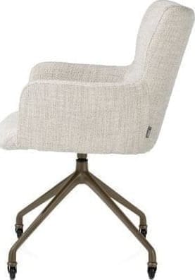 Xooon Sage armstoel + wielen - alu frame in steelbrown - stof Luton - creme Beige|Wit Armstoel