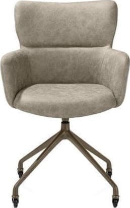 Xooon Sage armstoel + wielen - alu frame in steelbrown - stof Oregon - beige Beige Armstoel