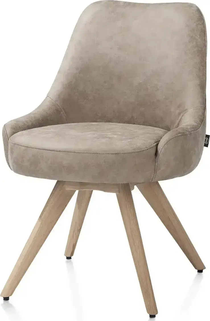 Henders & Hazel Rocco eetkamerstoel - draaibaar + pocket - naturel eiken - stof Oregon - beige Beige Eetkamerstoel