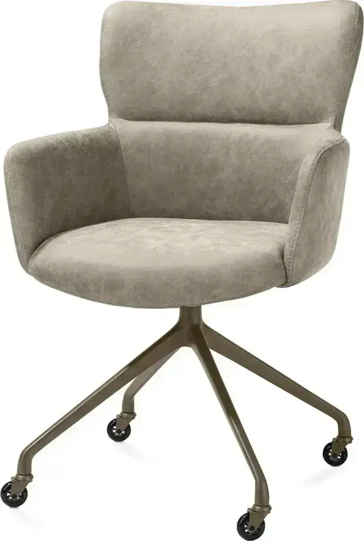 Xooon Sage armstoel + wielen - alu frame in steelbrown - stof Oregon - beige Beige Armstoel