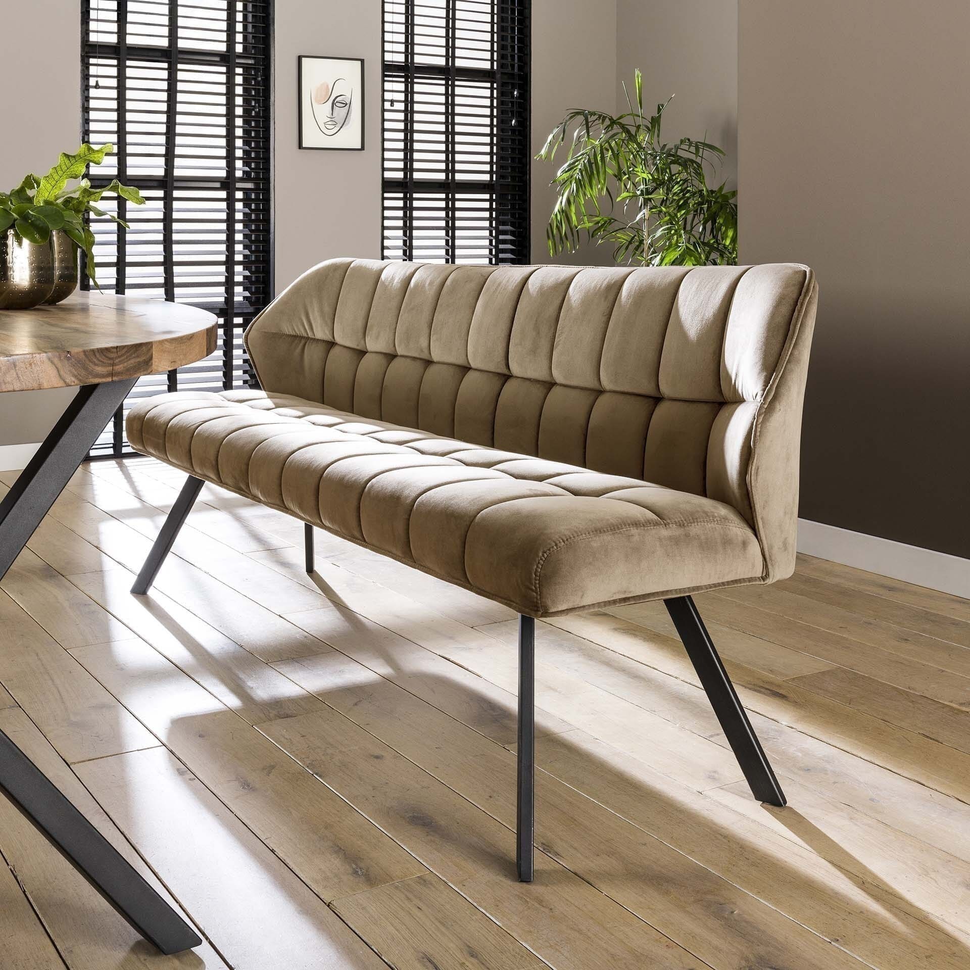 Eetkamerbank Raster - Velours Champagne Bullcraft Eetkamerbank 4955/55V