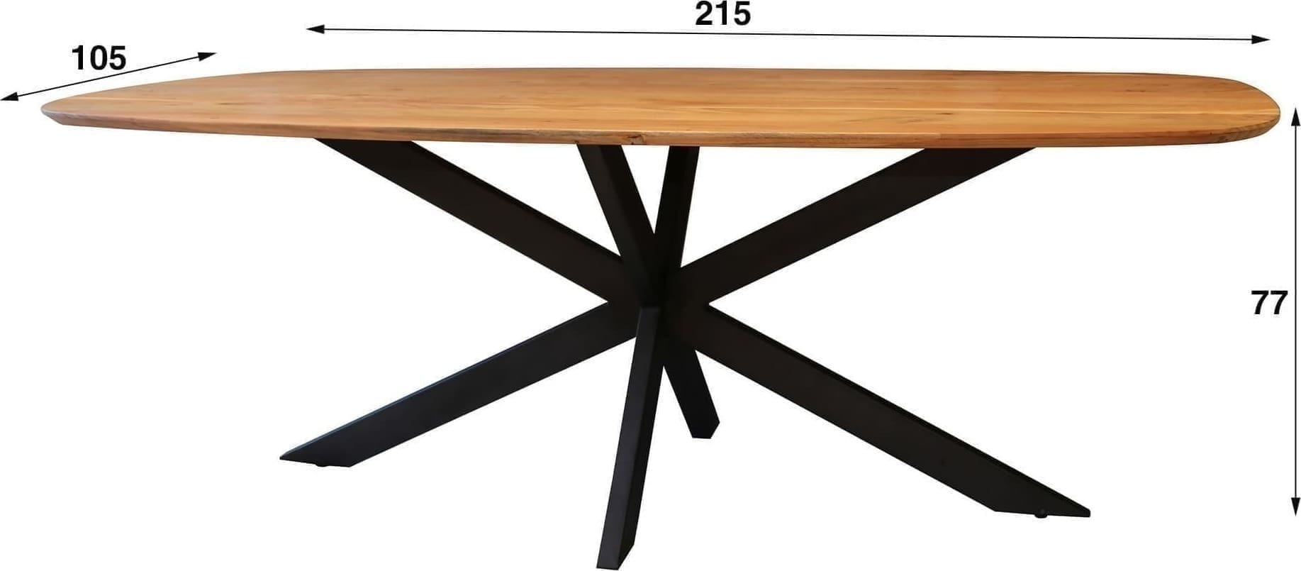 Eetkamertafel 215 Arhus Solid - Massief Acacia Bullcraft Eettafel 2977/15