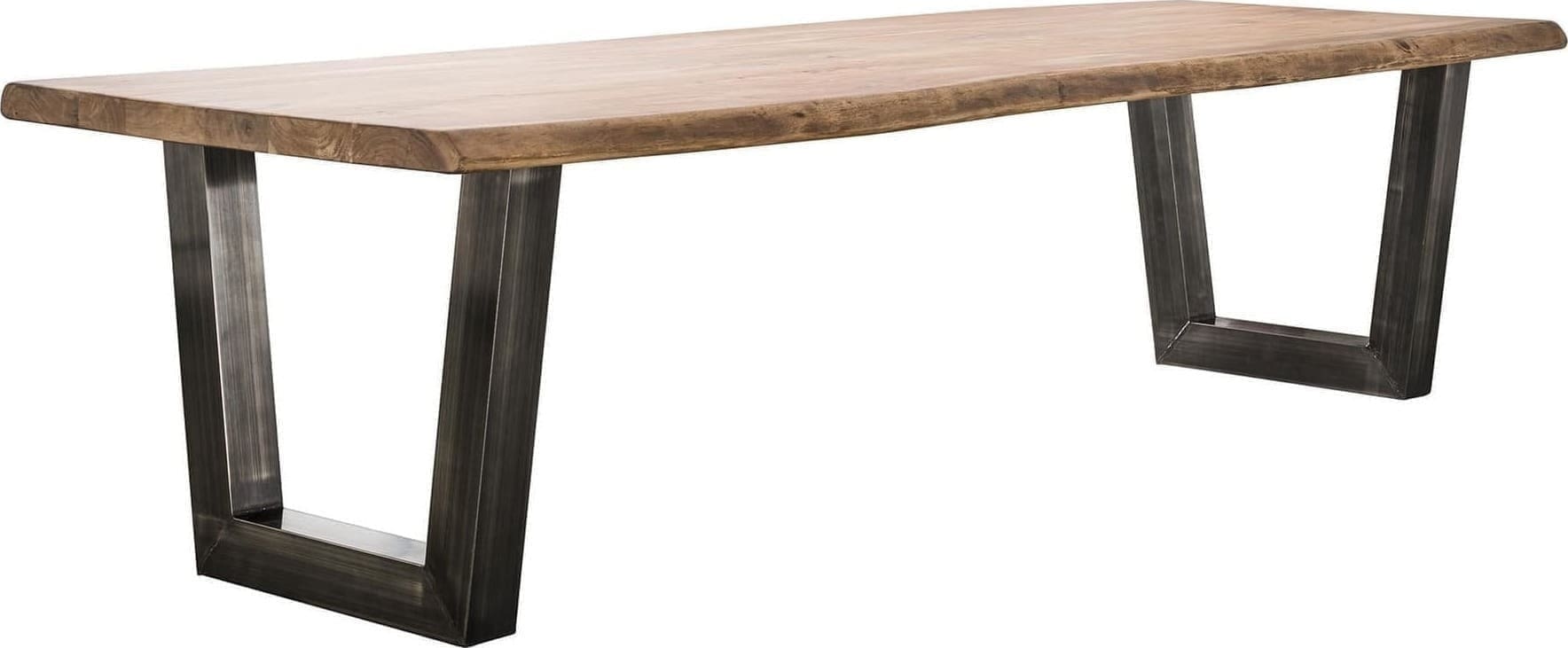 Eetkamertafel 300 Stam 60mm Zwart RVS - Massief Acacia Bullcraft Eettafel 2035/15