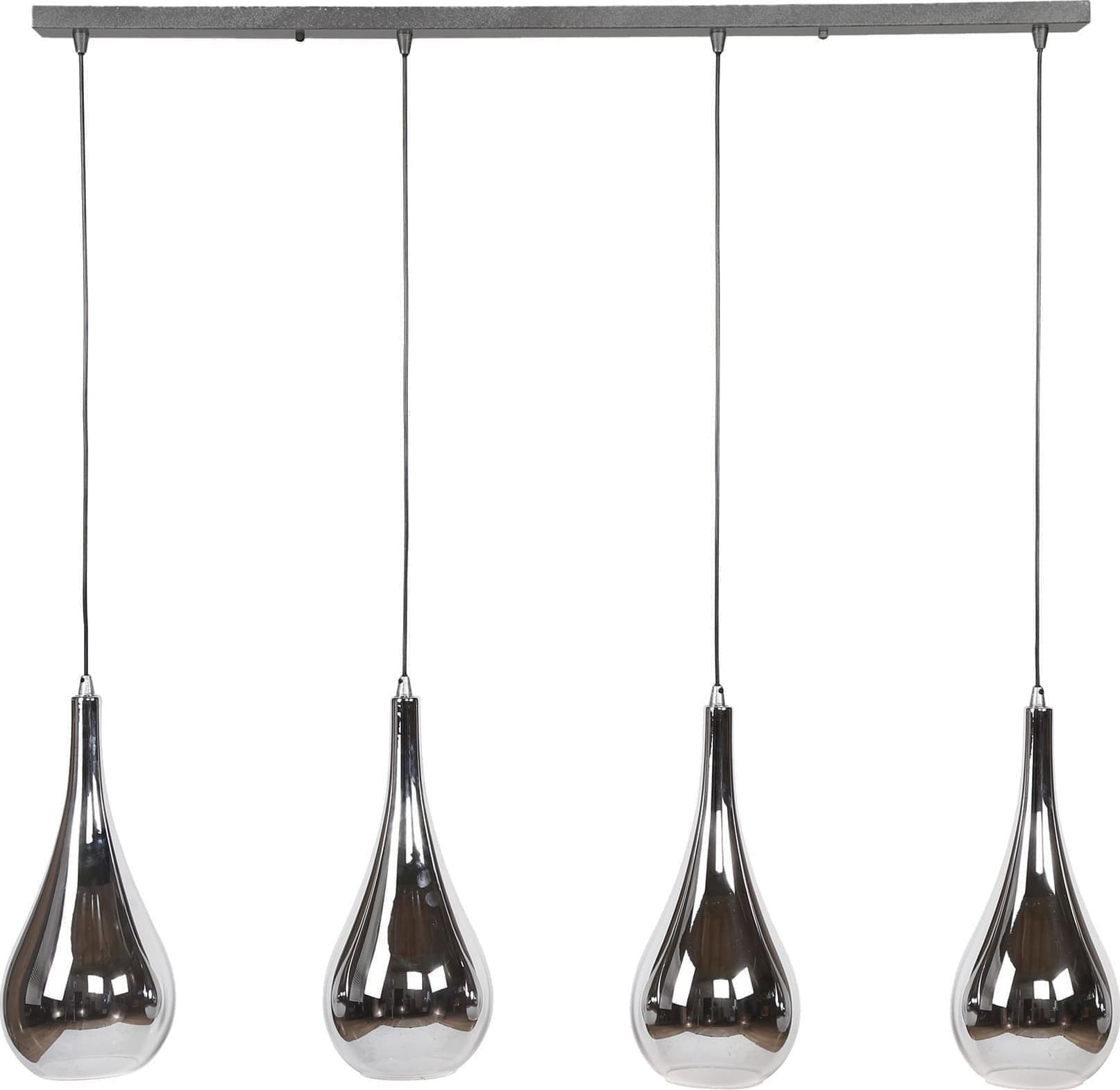 Hanglamp 4L Silver Drop Glass - Chroom Glas Bullcraft Hanglamp 8308/39C