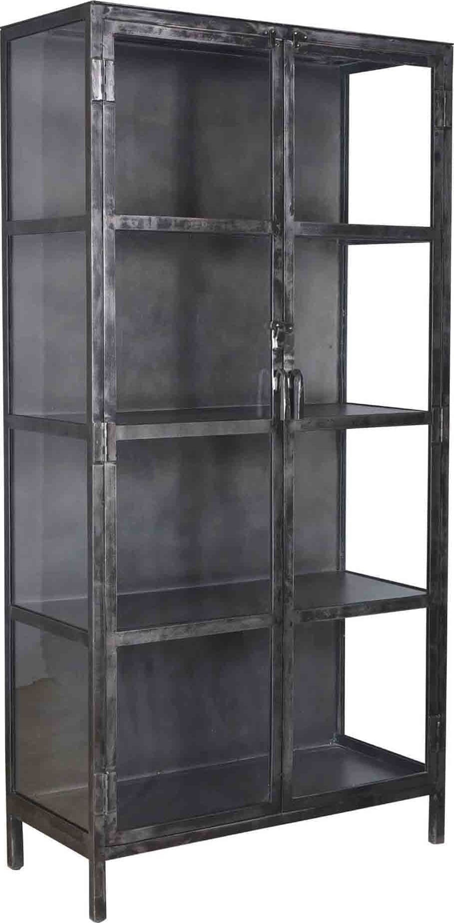 Vitrinekast Rift Metal 2 Deuren - Gunmetal Bullcraft Vitrinekast 5863/44G