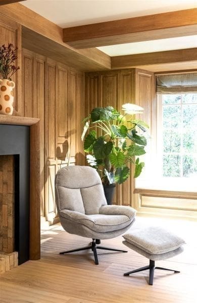 Henders & Hazel Florence relaxfauteuil (incl. poef) - stof Enzo - grijs Grijs Fauteuil