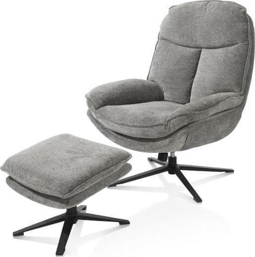 Henders & Hazel Florence relaxfauteuil (incl. poef) - stof Enzo - grijs Grijs Fauteuil