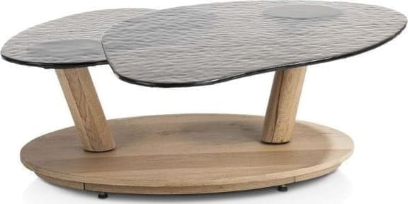 Henders & Hazel Kiara salontafel draaibaar - 135x58cm - glasblad Bijzettafel