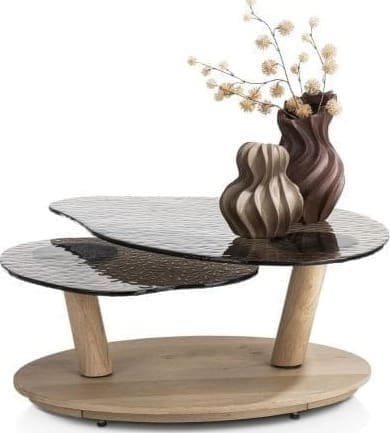 Henders & Hazel Kiara salontafel draaibaar - 135x58cm - glasblad Bijzettafel