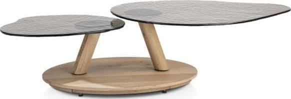 Henders & Hazel Kiara salontafel draaibaar - 135x58cm - glasblad Bijzettafel