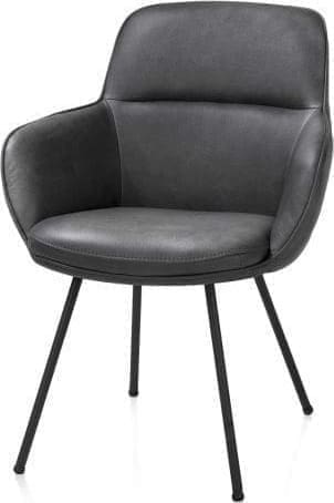 Henders & Hazel Mateo armstoel - 4-pootjes - rough off black - Pala - antraciet Antraciet Armstoel