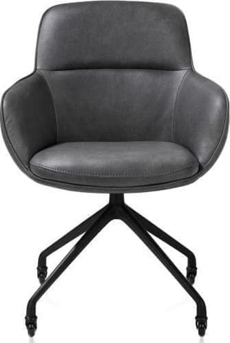 Henders & Hazel Mateo armstoel - wielen - rough off black - Pala - antraciet Antraciet Armstoel
