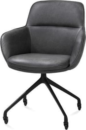Henders & Hazel Mateo armstoel - wielen - rough off black - Pala - antraciet Antraciet Armstoel