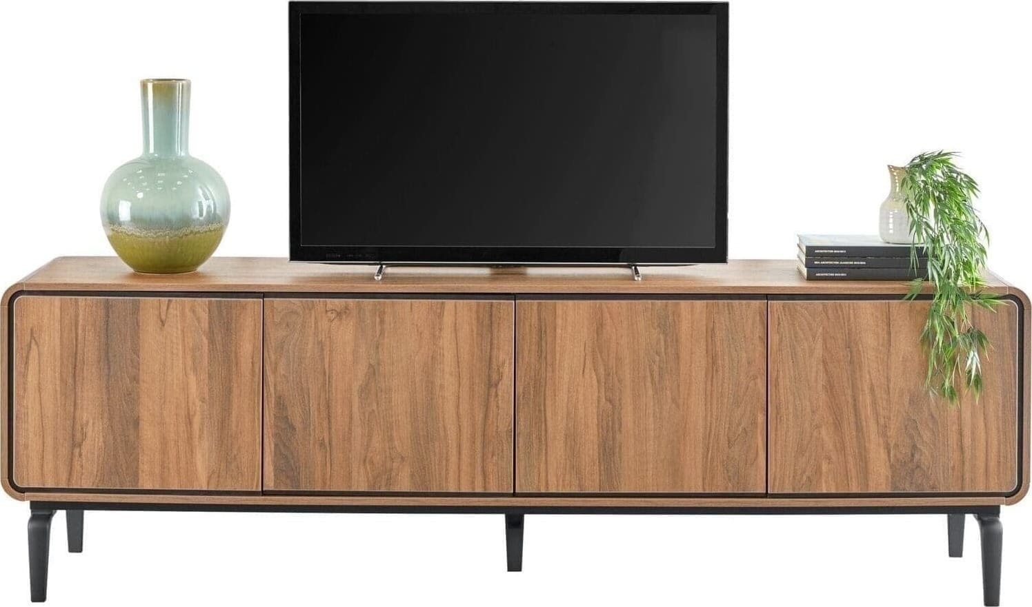 INHOUSE TV-meubel Lagoria walnoot Zwart Tv-meubel|Tv-dressoir