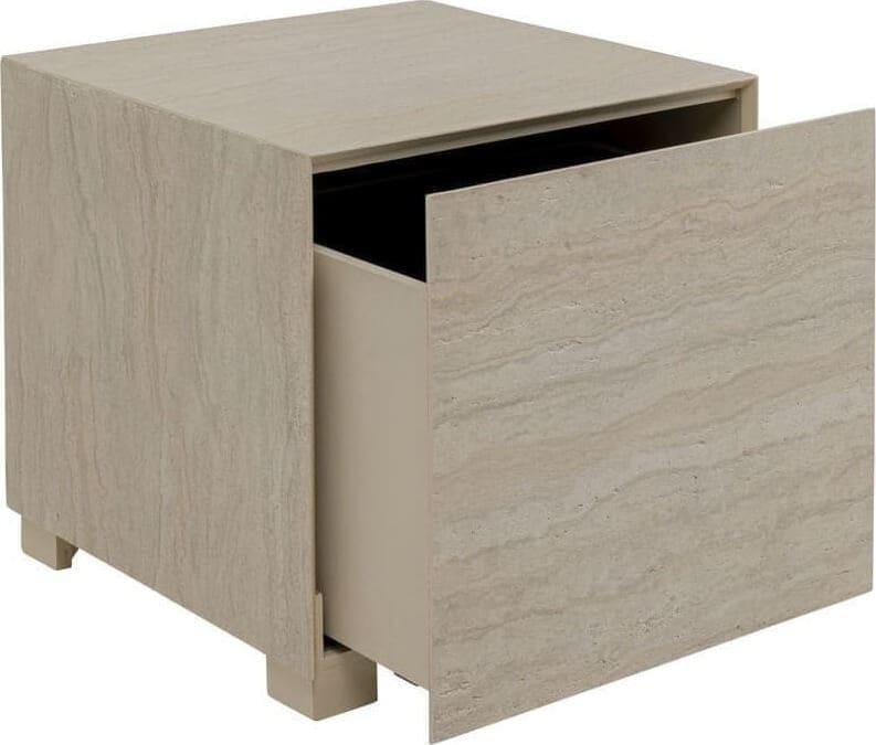 Bijzettafel Travertino Drawer 45x45cm Kare Design Bijzettafel 71052