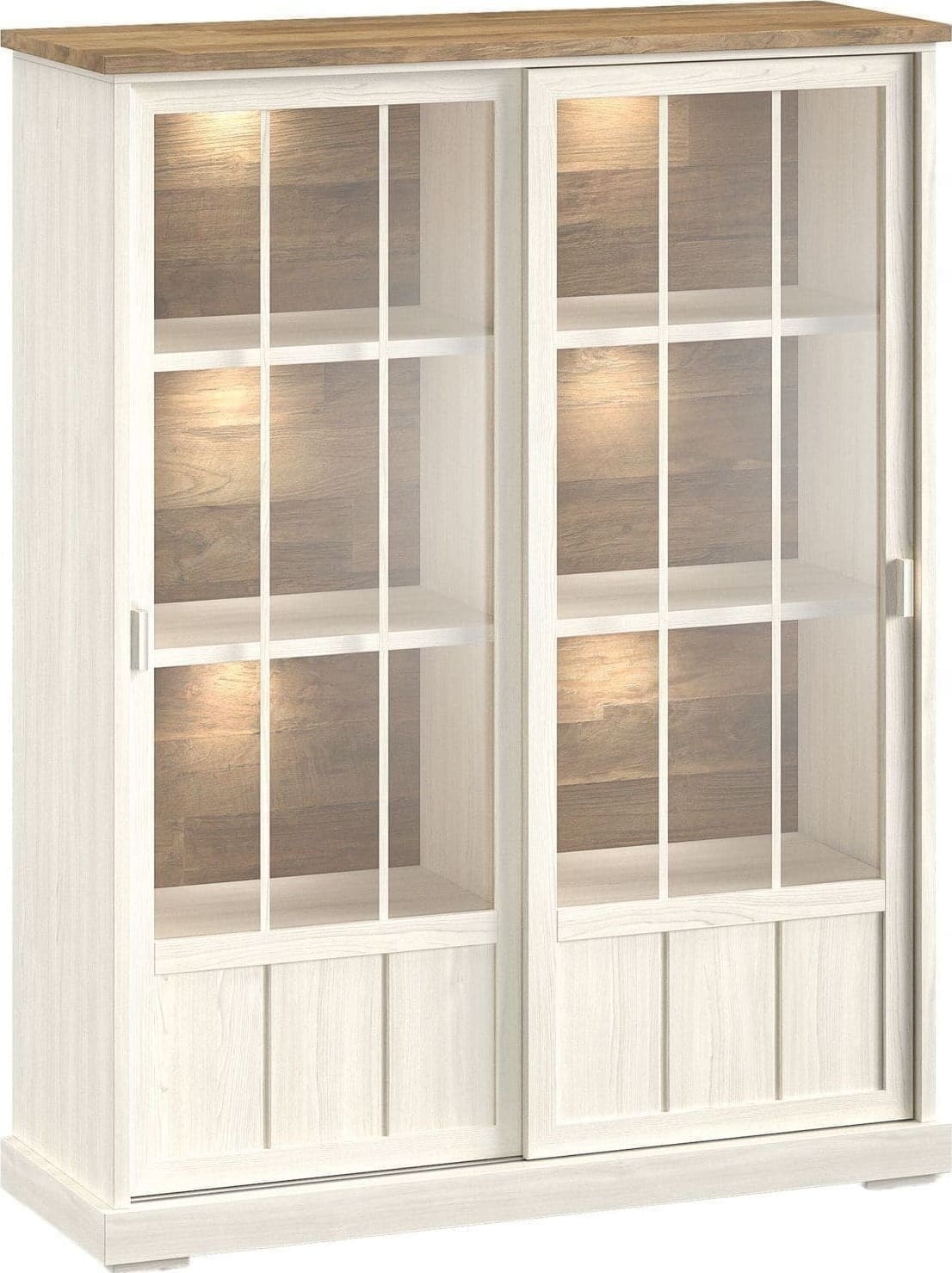 Profijt Meubel Vitrinekast Eldora 188x143x50 cm 2 glazen schuifdeuren Bruin|Naturel Vitrinekast|Kast