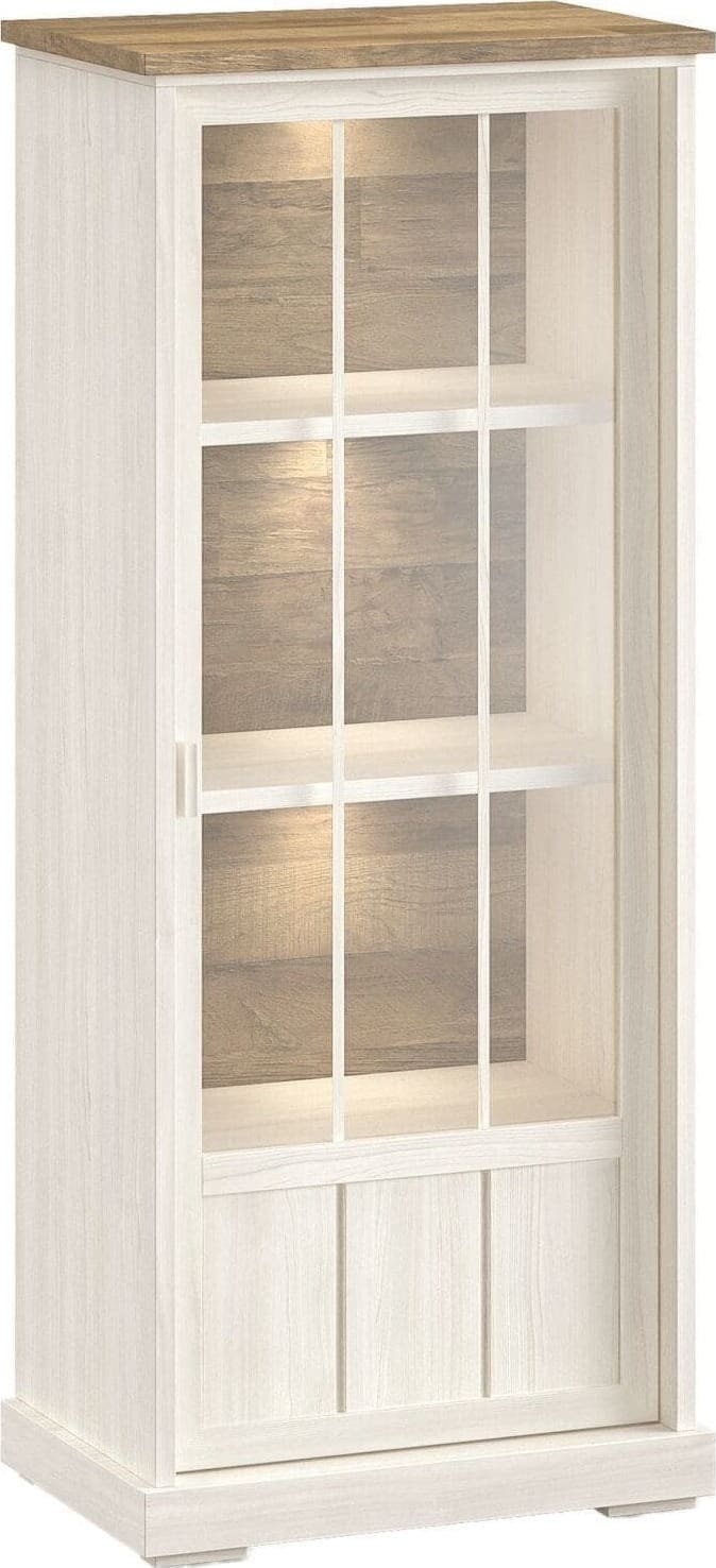 Profijt Meubel Vitrinekast Eldora 188x77x50 cm deur linksdraaiend met verlichting Bruin|Naturel Vitrinekast|Kast
