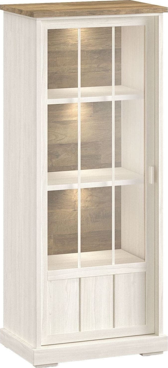 Profijt Meubel Vitrinekast Eldora 188x77x50 cm deur rechtsdraaiend met verlichting Bruin|Naturel Vitrinekast|Kast
