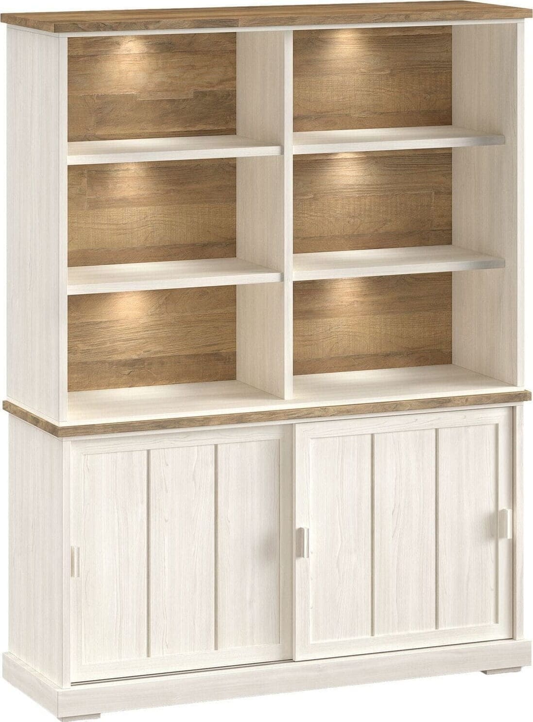 Profijt Meubel Wandkast Eldora 2 schuifdeuren en verlichting 210x143x50 cm Bruin|Naturel Wandkast|Kast