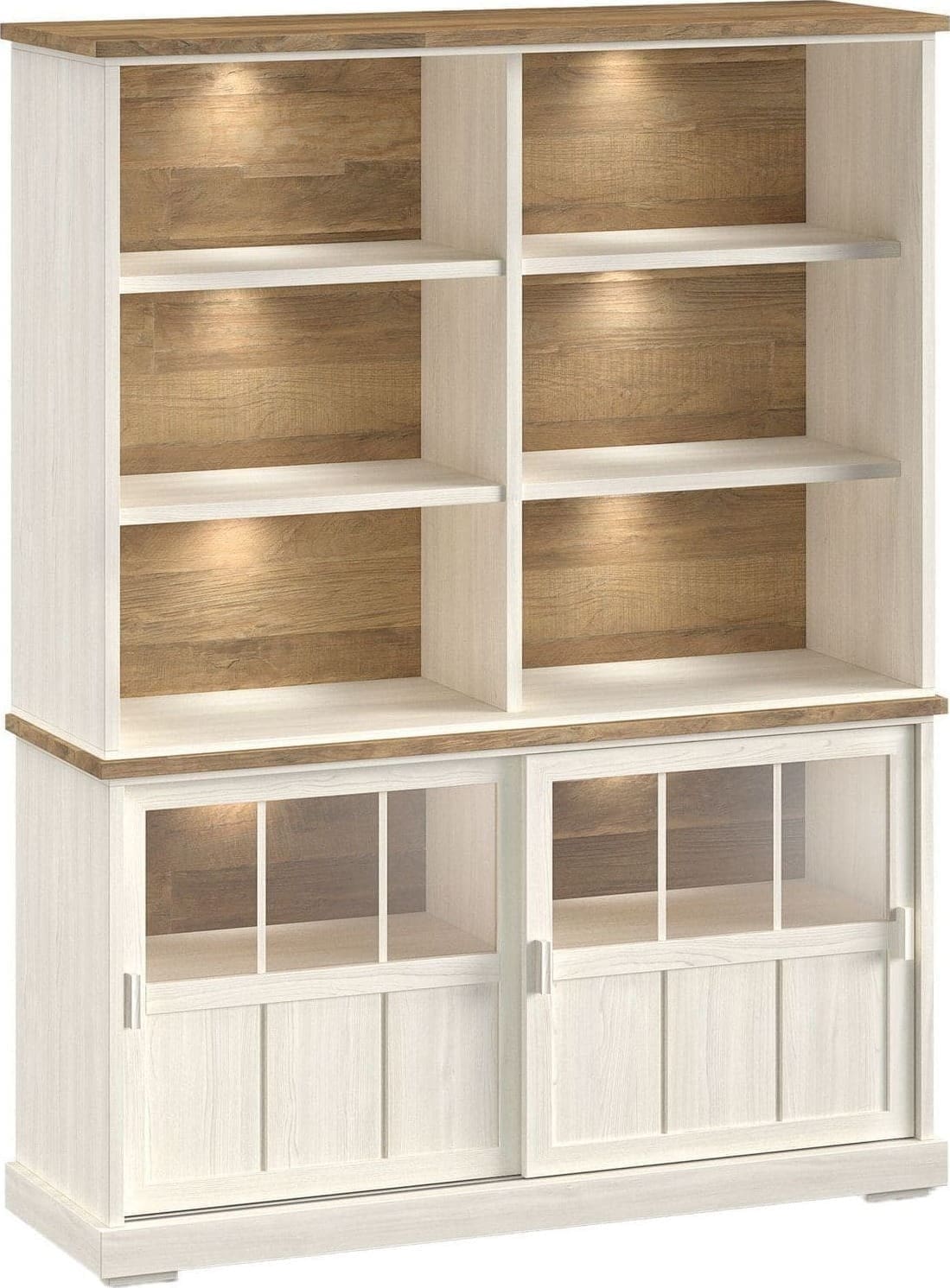 Profijt Meubel Wandkast Eldora 210x143x50 cm 2 schuifdeuren en verlichting Bruin|Naturel Wandkast|Kast