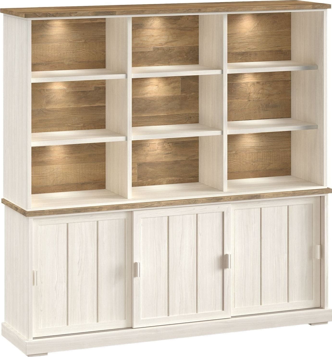 Profijt Meubel Wandkast Eldora 210x209x50 cm 3 schuifdeuren en verlichting Bruin|Naturel Wandkast|Kast