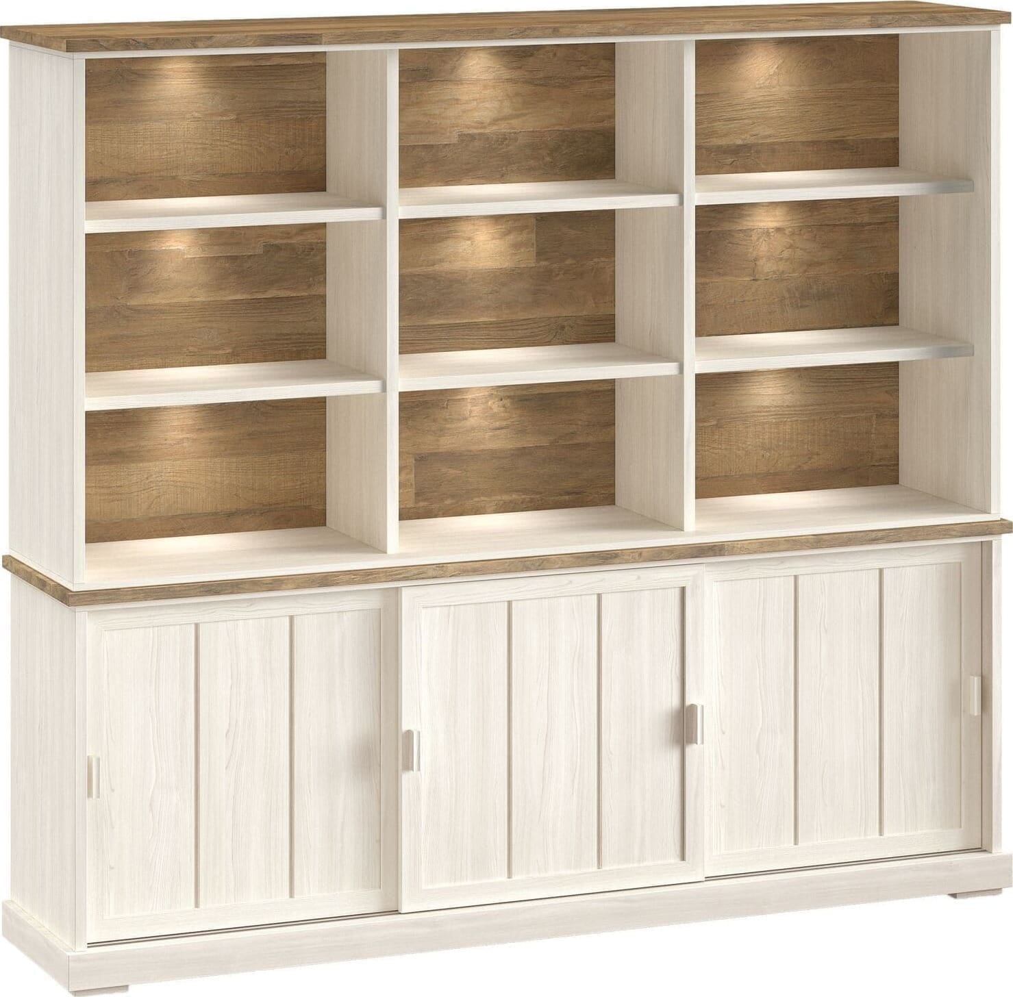 Profijt Meubel Wandkast Eldora 210x233x50 cm 3 schuifdeuren en verlichting Bruin|Naturel Wandkast|Kast