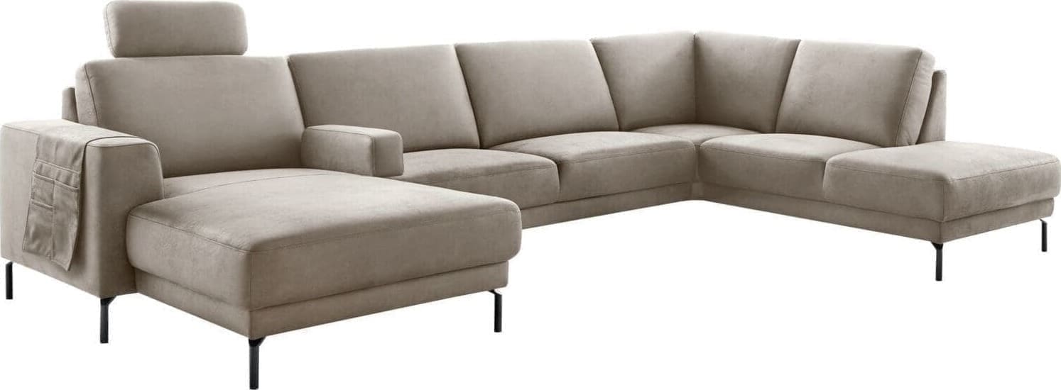 Pronto Wonen Hoekbank rechts Moscato traagschuim beige relaxfunctie Beige|Wit Hoekbank
