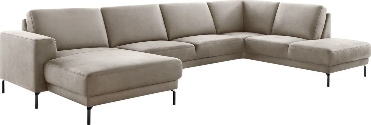 Pronto Wonen Hoekbank rechts Moscato traagschuim beige relaxfunctie Beige|Wit Hoekbank