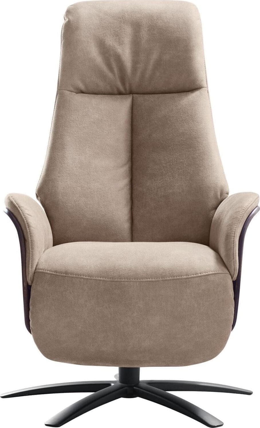 Pronto Wonen Relaxfauteuil Serio beige donker hout premium comfort Beige|Wit Fauteuil