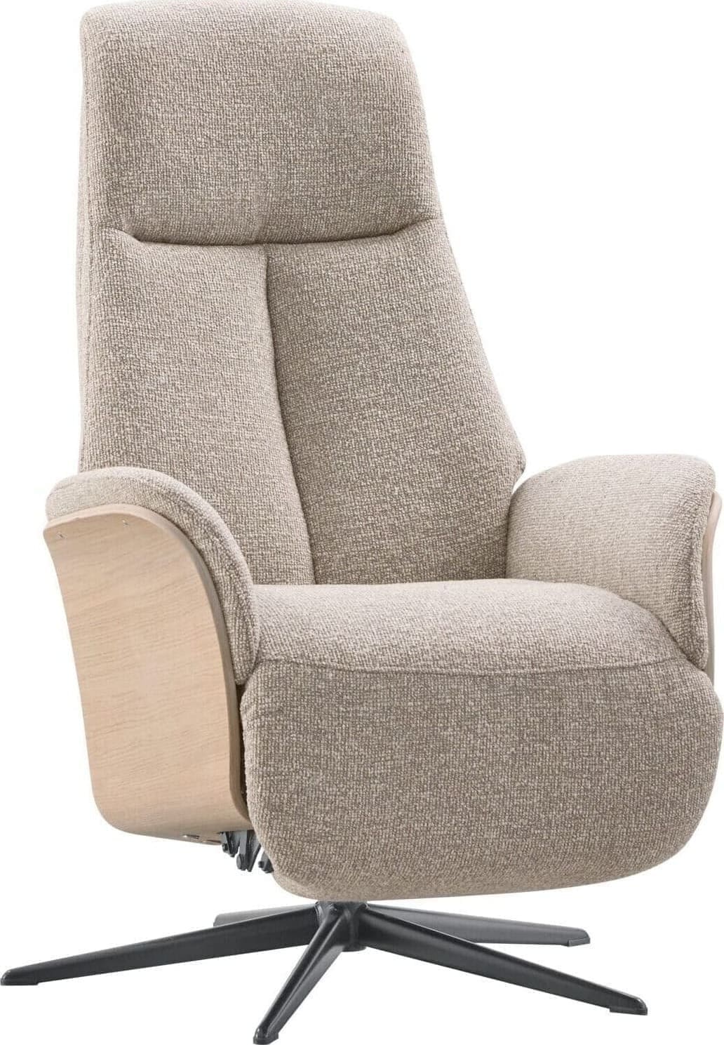 Pronto Wonen Relaxfauteuil Serio beige licht hout premium comfort Beige|Wit Fauteuil