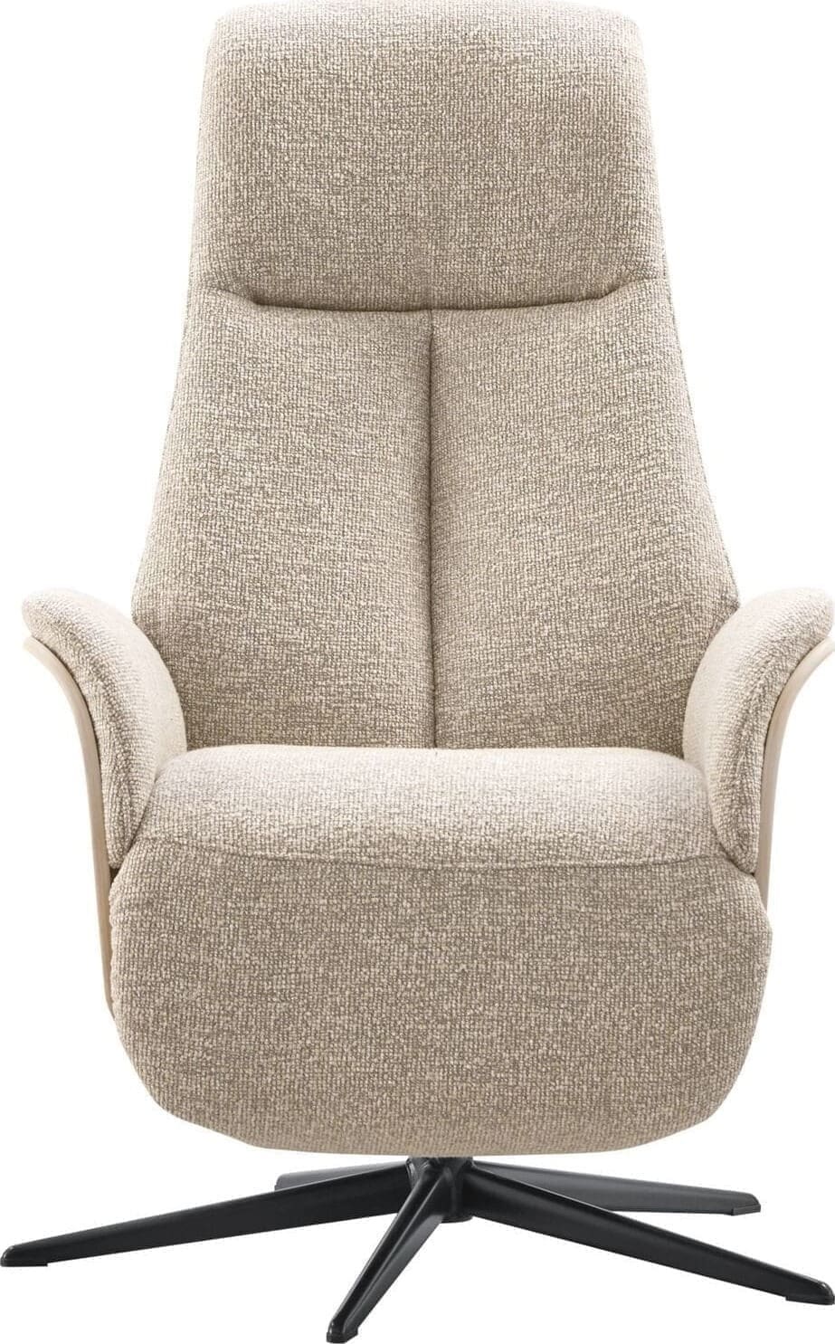 Pronto Wonen Relaxfauteuil Serio beige licht hout premium comfort Beige|Wit Fauteuil