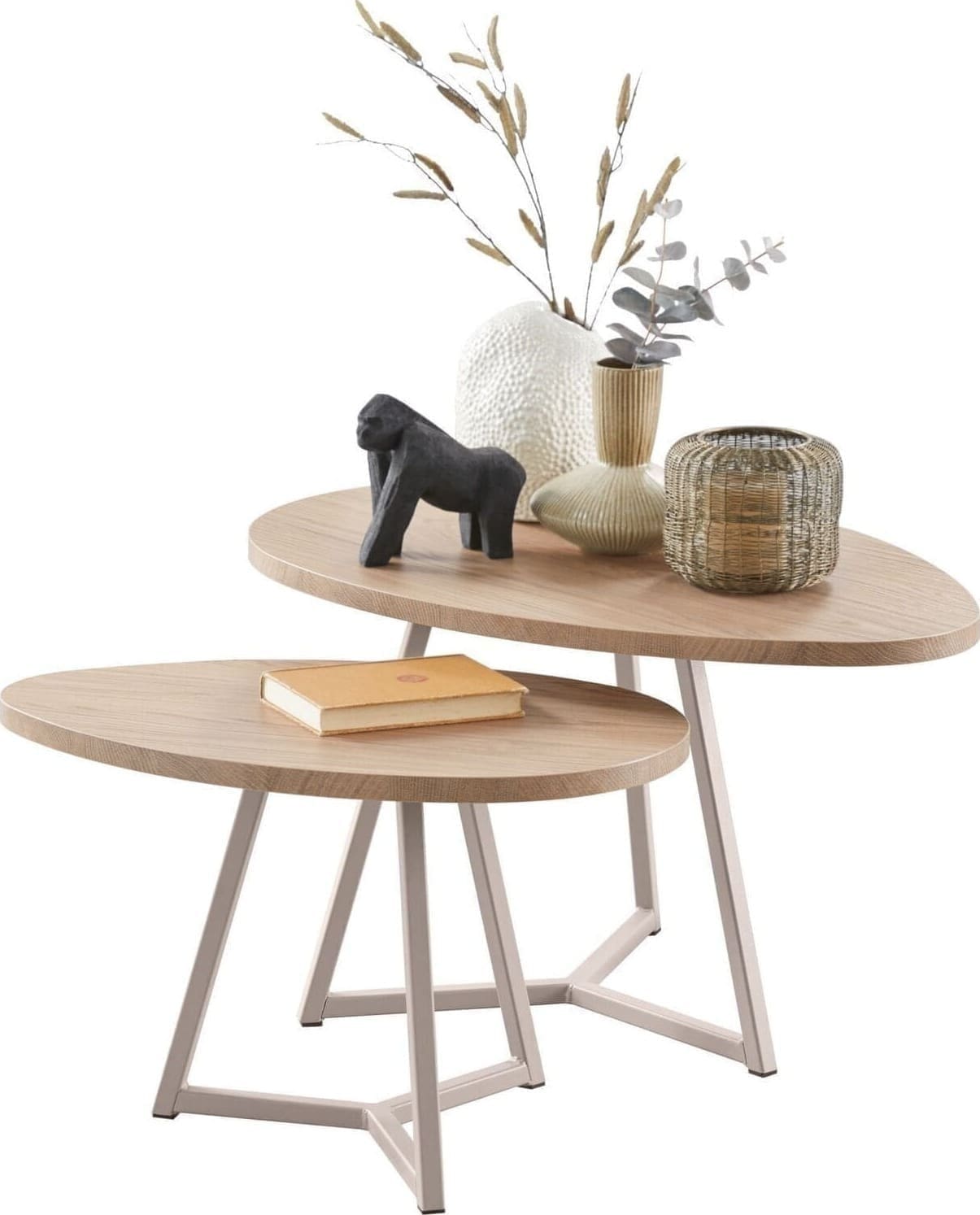 Pronto Wonen Salontafelset Locarnio 40x61 en 52x80 cm organisch misty oak Bruin Salontafel
