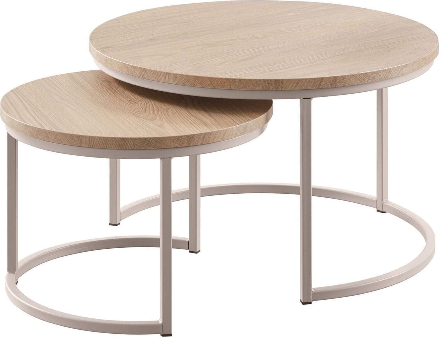 Pronto Wonen Salontafelset Lunata 55 en 75 cm rond misty oak Bruin Salontafel