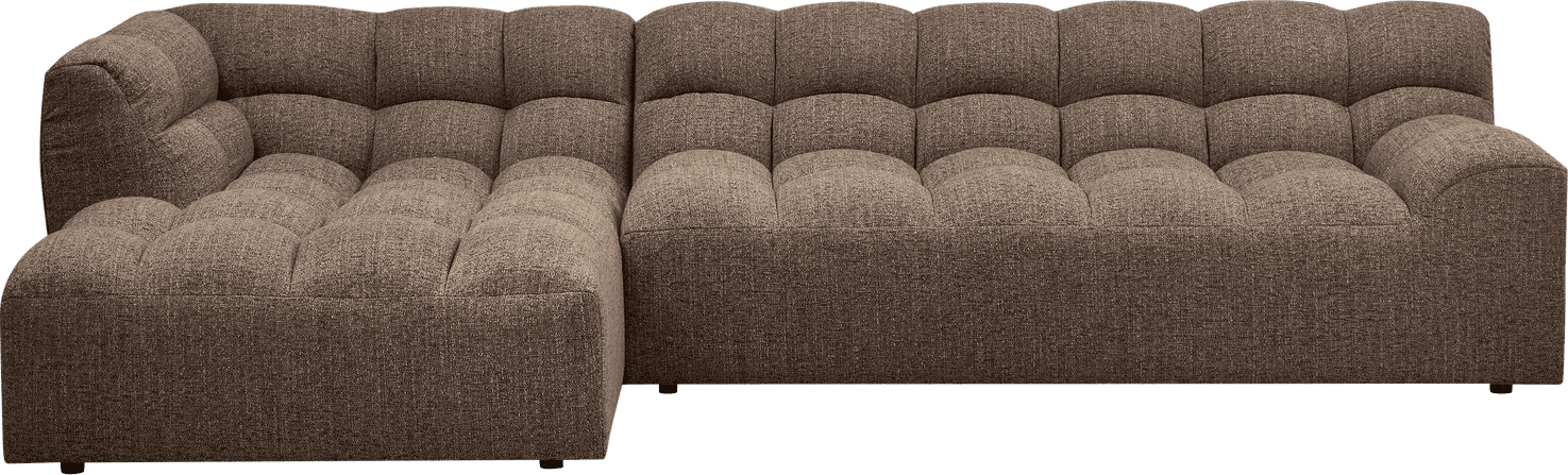 WOOOD Allure chaise longue links geweven stof donkerbruin melange Donkerbruin melange Bank
