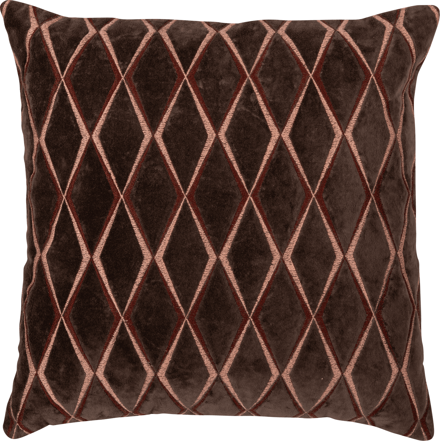 WOOOD Aziz kussens velvet bruin/naturel - set van 3 Bruin Sierkussen