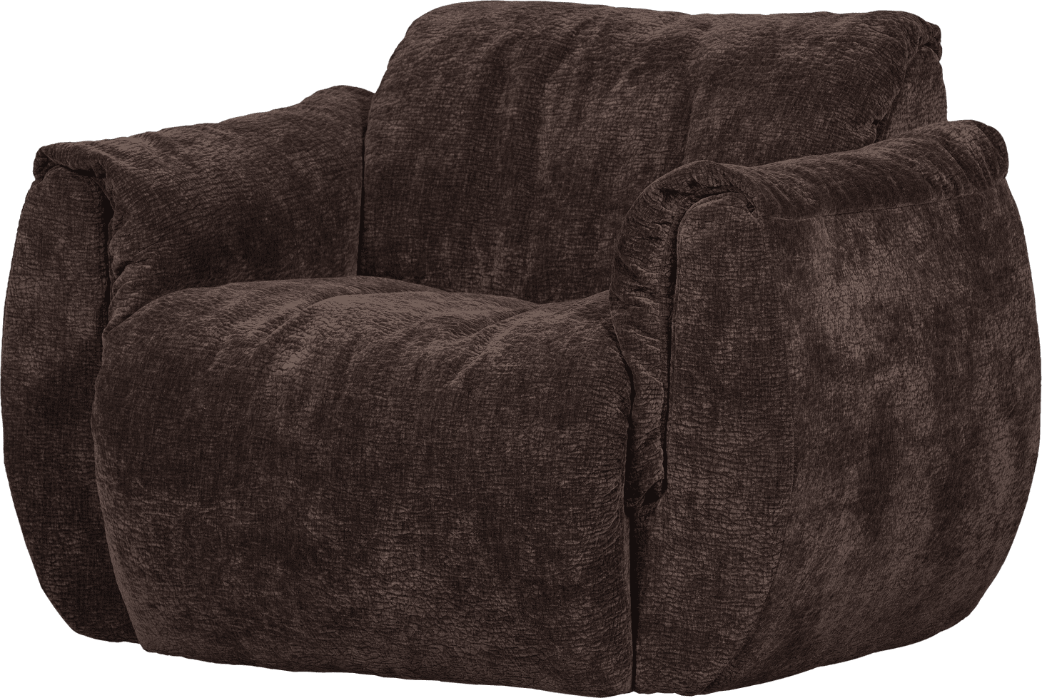 WOOOD Baggy draaifauteuil 3d chenille donkerbruin Donkerbruin Draaifauteuil