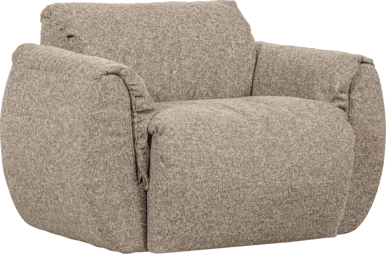 WOOOD Baggy draaifauteuil geweven stof bruin melange Bruin melange Draaifauteuil