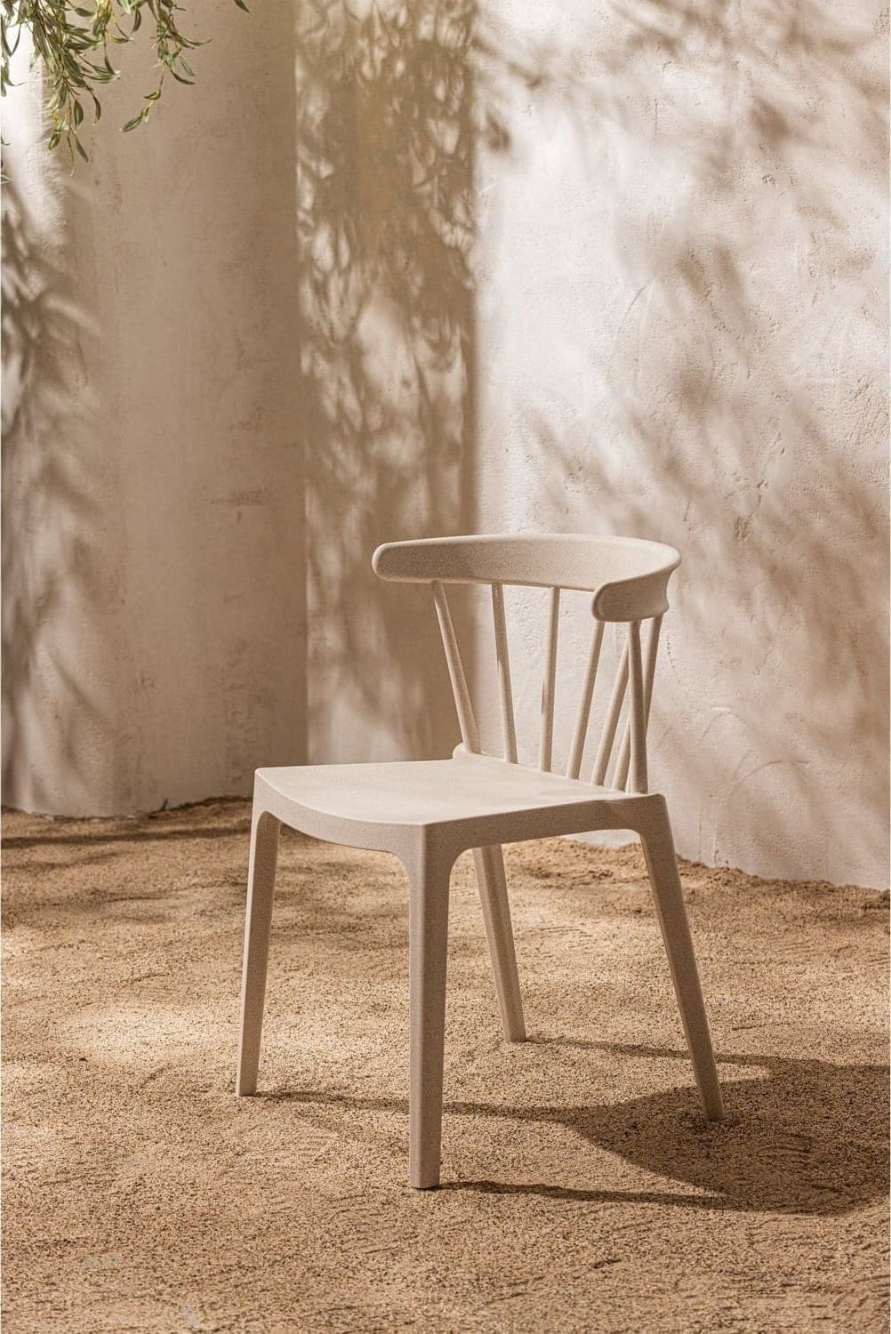WOOOD Bliss tuinstoel met spijlen off white melange Wit Tuinstoel