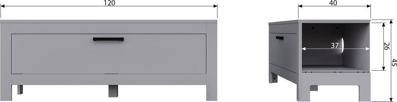 WOOOD Bonk tv meubel grenen mist Wit Tv-meubel|Tv-dressoir
