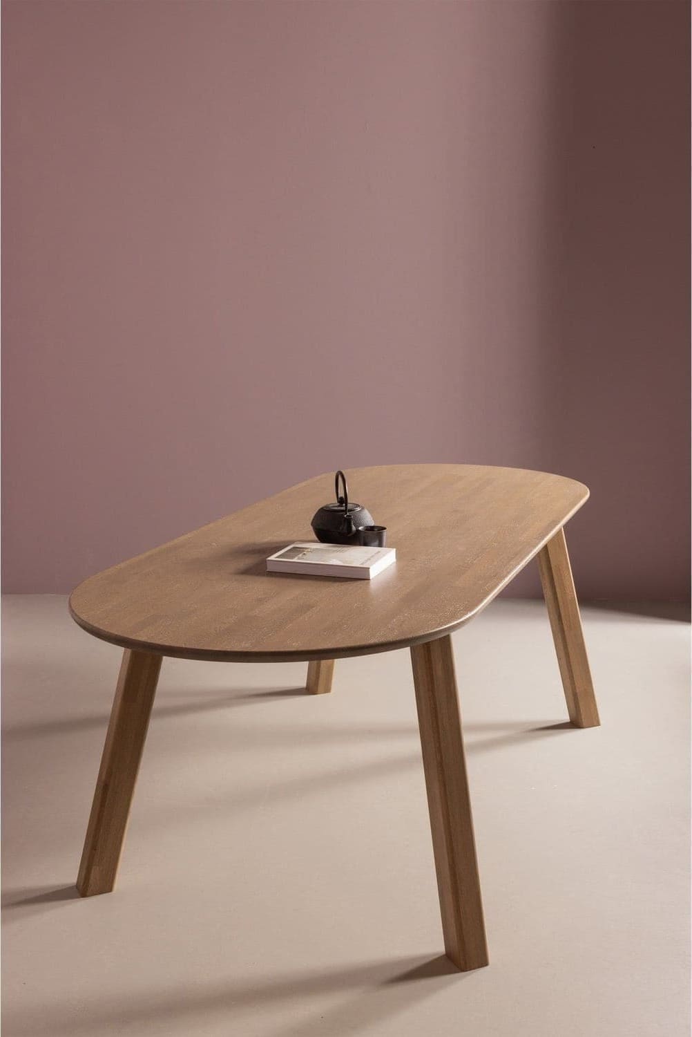 WOOOD Eettafel eettafel ovaal vl 220x90cm pebble grey Grijs