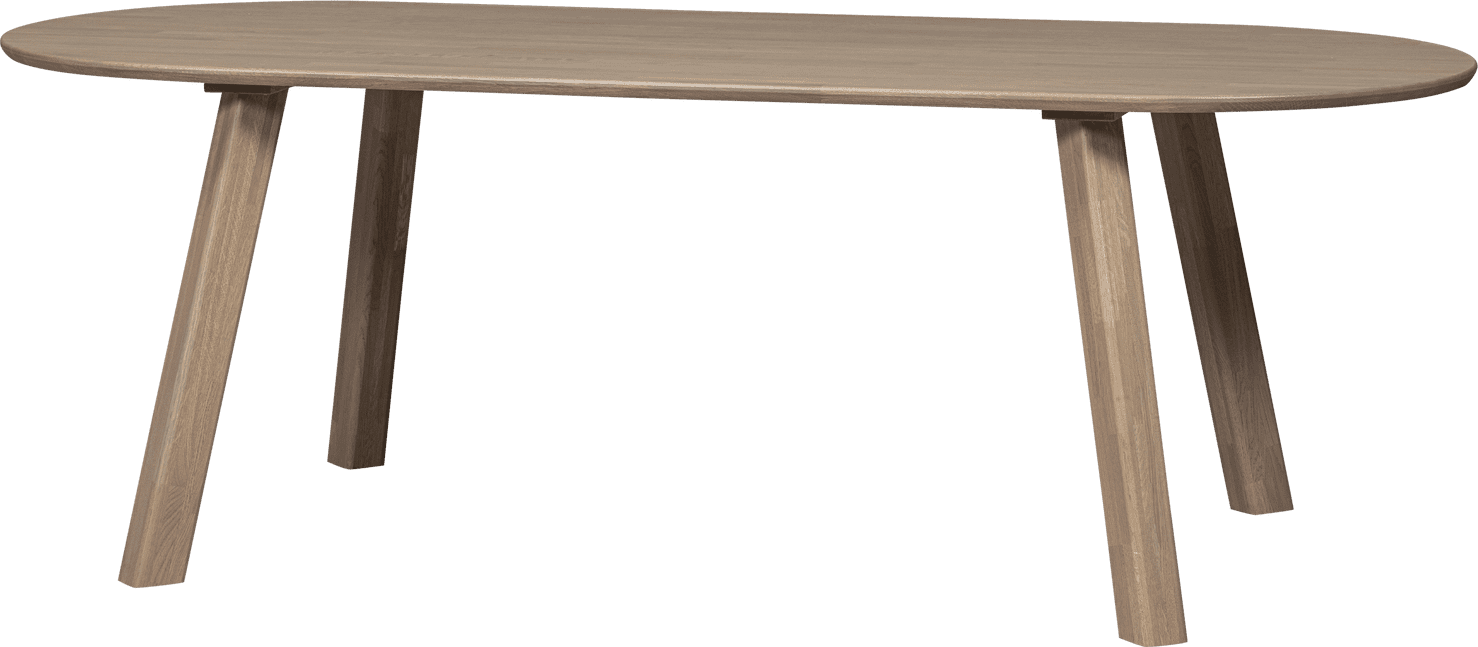 WOOOD Eettafel eettafel ovaal vl 220x90cm pebble grey Grijs