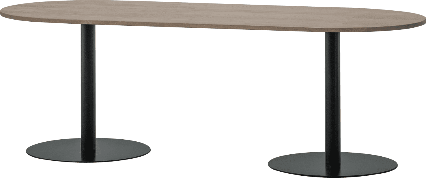 WOOOD Eettafel eettafel ovaal vl 220x90cm pebble grey/zwart Grijs