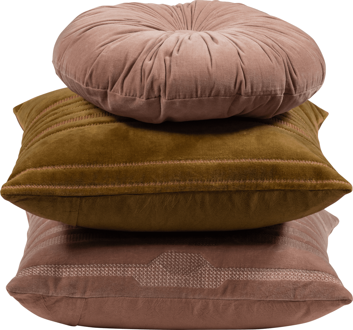 WOOOD Feis kussens velvet roze/naturel - set van 3 Roze Sierkussen