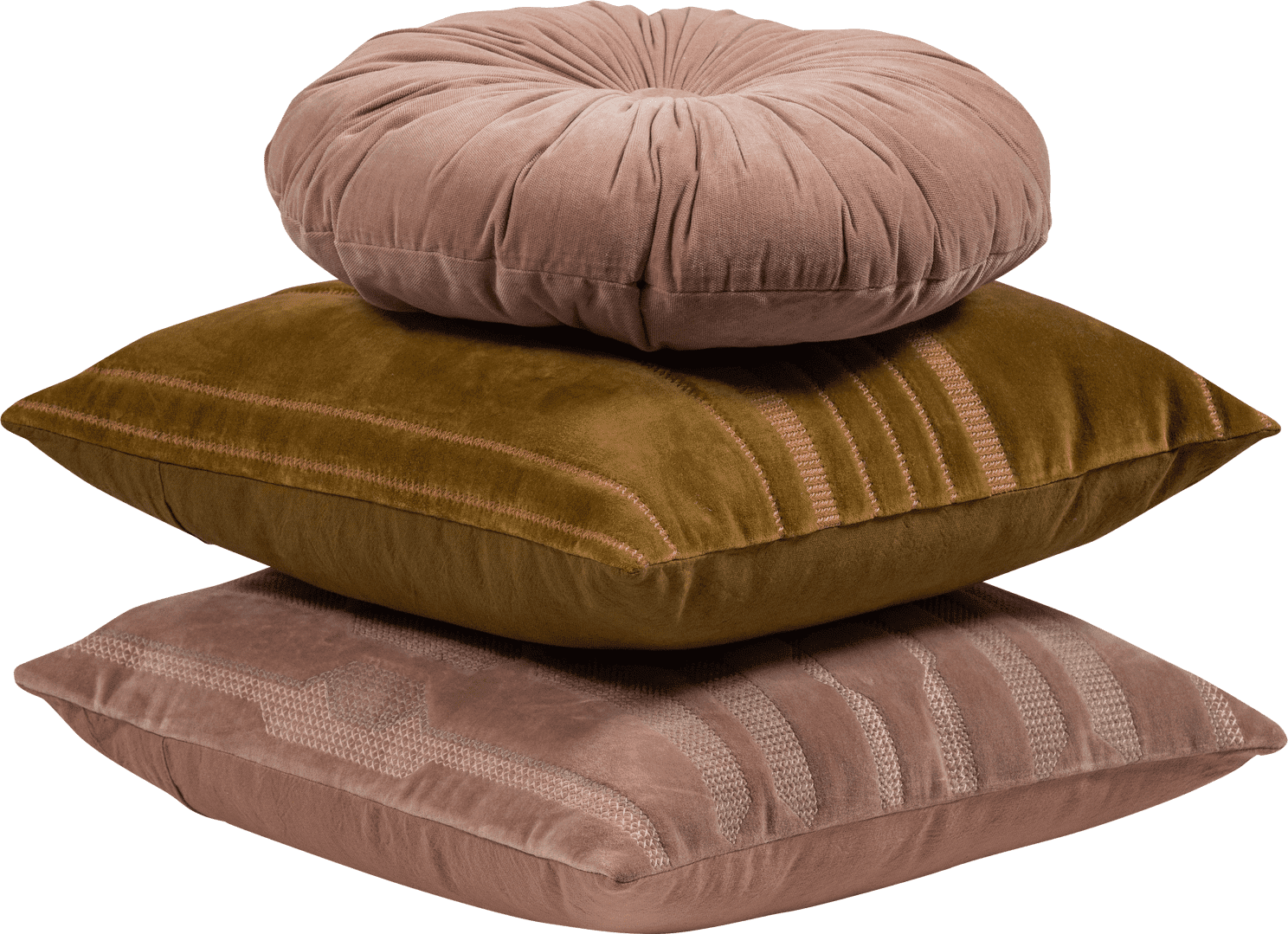 WOOOD Feis kussens velvet roze/naturel - set van 3 Roze Sierkussen