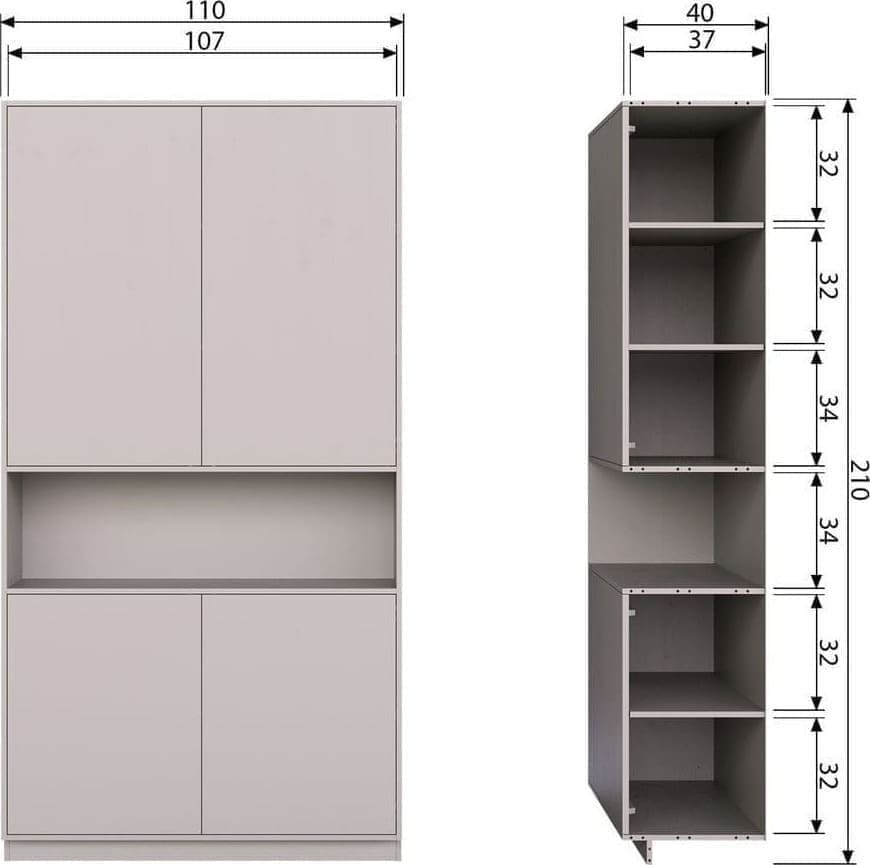 WOOOD Finca opbergkast 110cm grenen mist Wit Bergkast|Kast